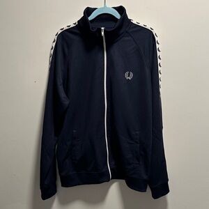 Fred Perry Black Track Jacket with White Accents